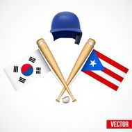 Symbols of Baseball team South Korea and Puerto Rico