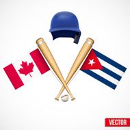 Symbols of Baseball team Canada and Cuba
