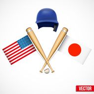 Symbols of Baseball team U S A and Japan