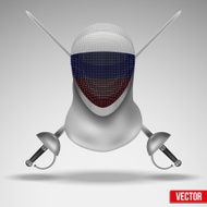 Fencer sword and mask with russia flag