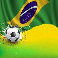 brazil flag &amp; soccer ball on grunge texture background vector illustration