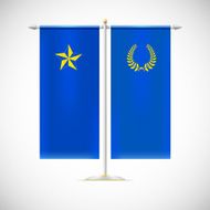 Two flags on a stand N2