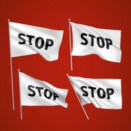 Stop - white vector flags