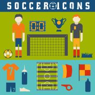 Vector collection of flat icons on the theme football N2