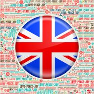 British Flag on Christmas Word Cloud