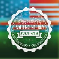 independence day icon on blurred us flag