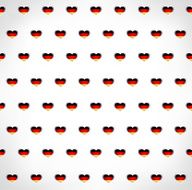 Seamless patriotic background with Germany flag glossy heart shapes