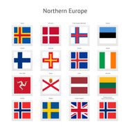 Northern Europe Postage Stamp Flags Collection