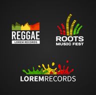 Set of reggae music equalizer logo emblem vector on dark