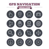GPS navigation linear icons set Thin outline signs Vector N7