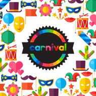 Celebration festive background with carnival flat icons and objects