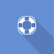 Flat long shadow sea icon isolated on blue