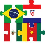 Brazil Croatia Mexico Cameroon Flags in puzzle N2