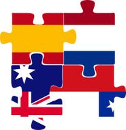 Spain Netherlands Australia Chile Flags in puzzle N2