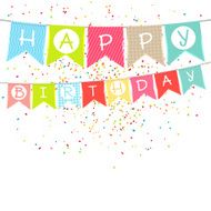 Hanging colorful flags with inscription Happy birthday N2