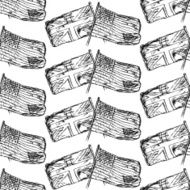 Sketch UK and USA flags vector seamless pattern