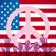 Illustration long USA flag icon with peace sign N4