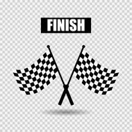 Flags finish with shadow on gray checkered background