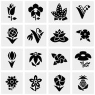 Flower vector icons set on gray