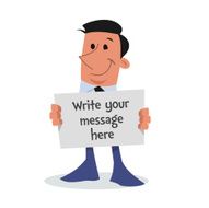 Corporate character with sign