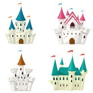 Collection of vector cartoon fairytale castle