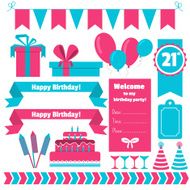 set of festive birthday party elements Flat design N5