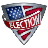Shield with flag of the United States and inscription Election N2