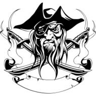 pirate hat jolly roger swords ribbon symbol black tattoo