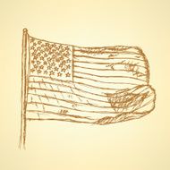 Sketch flag of USA vector background
