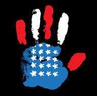Handprint USA flag on black background