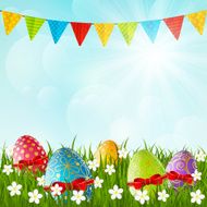 Easter eggs on green grass N2