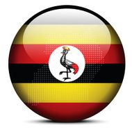 Map with Dot Pattern on flag button of Republic Uganda
