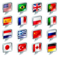 Flag speech bubble icons buttons