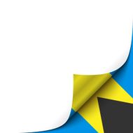 Curled up Paper Corner on Bahamian Flag Background Vector Illustration