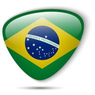 Brazil Flag Glossy Button N3