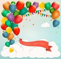 Retro holiday background with colorful balloons and a Happy Birt N2