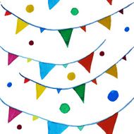 Watercolor vector background with garlands