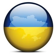 Map on flag button of Ukraine