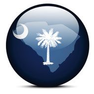 Map on flag button of USA South Carolina State