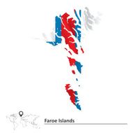 Map of Faroe Islands with flag