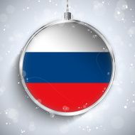 Merry Christmas Silver Ball with Flag Russia N2