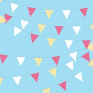 Coloured bunting on a sky background