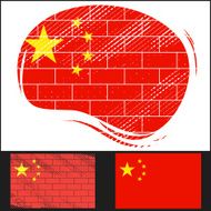 Scratched flag of China