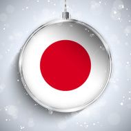 Merry Christmas Silver Ball with Flag Japan N2