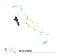 Map of Bahamas with flag
