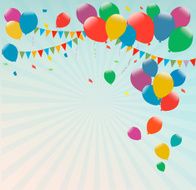 Retro holiday background with colorful balloons Vector N5