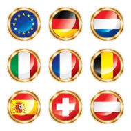 Flag buttons Europe one