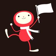 Flag waver character illustration