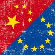 Chinese and european grunge Flag