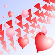 Red pennants and balloons